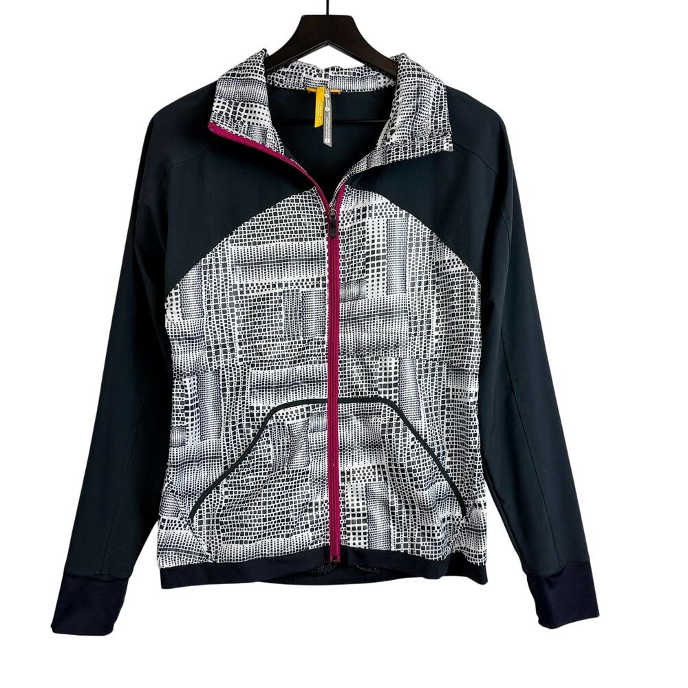 Lole Running Lightweight Breathable Windbreaker Jacket Black White - S
